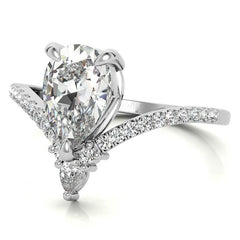 Chevron Shaped Pear Moissanite Engagement Ring