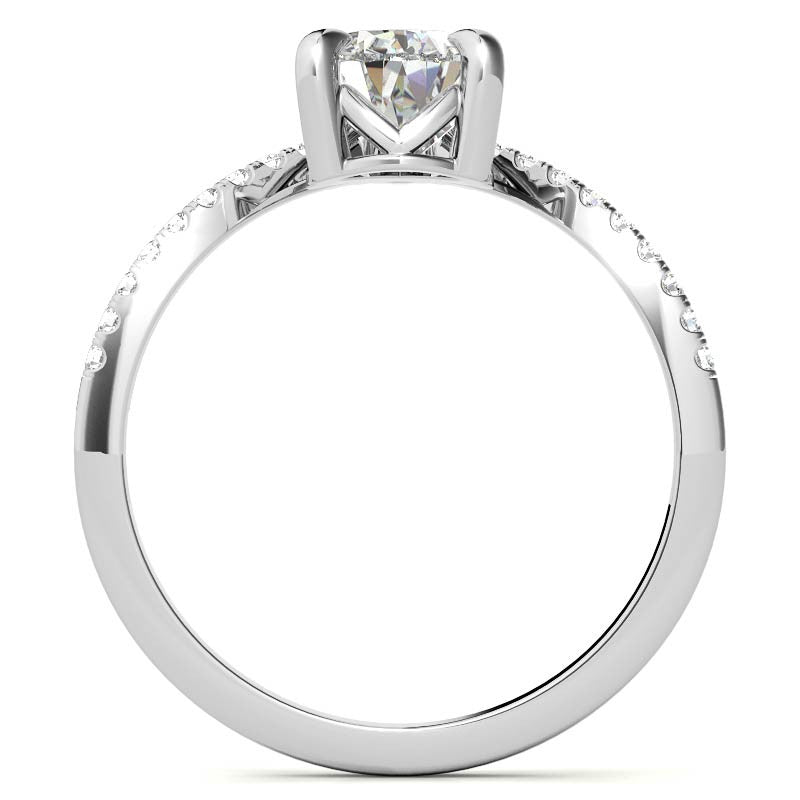 Chevron Shaped Pear Moissanite Engagement Ring