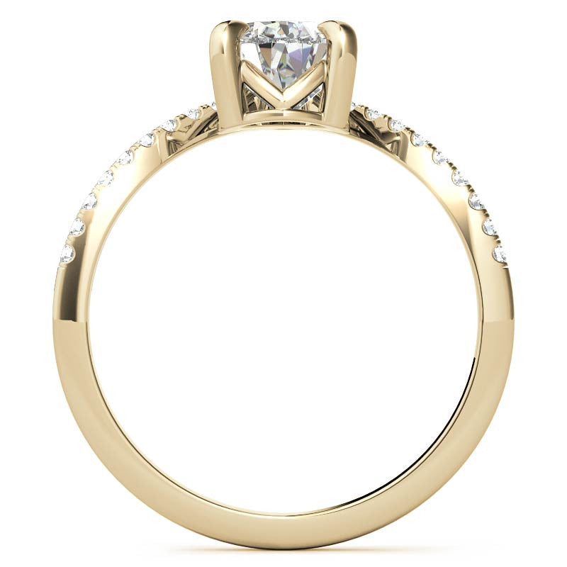Chevron Shaped Pear Moissanite Engagement Ring