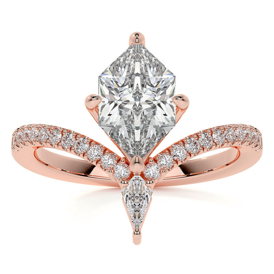 Chevron Shaped Duchess Marquise Moissanite Engagement Ring