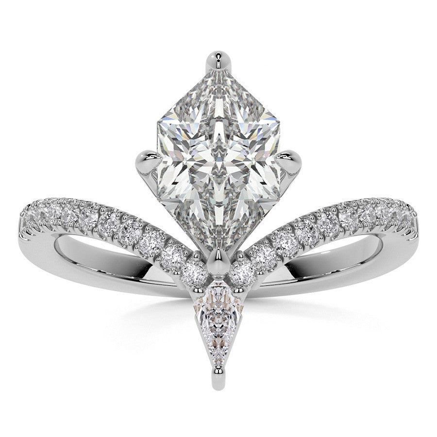 Chevron Shaped Duchess Marquise Moissanite Engagement Ring