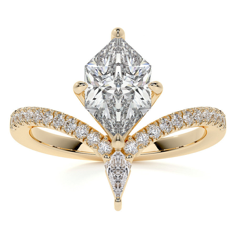 Chevron Shaped Duchess Marquise Moissanite Engagement Ring