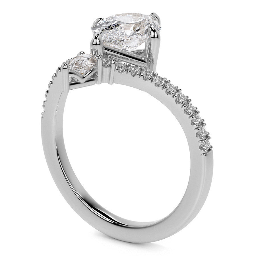 Chevron Shaped Duchess Marquise Moissanite Engagement Ring