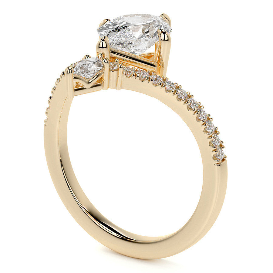 Chevron Shaped Duchess Marquise Moissanite Engagement Ring