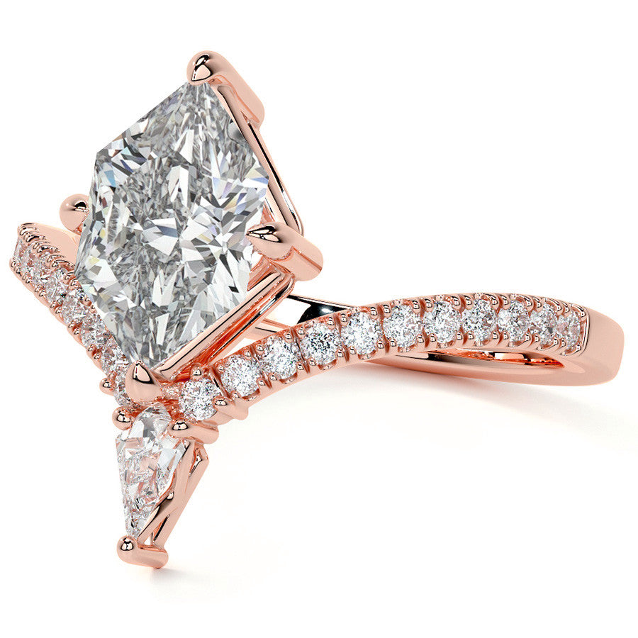 Chevron Shaped Duchess Marquise Moissanite Engagement Ring