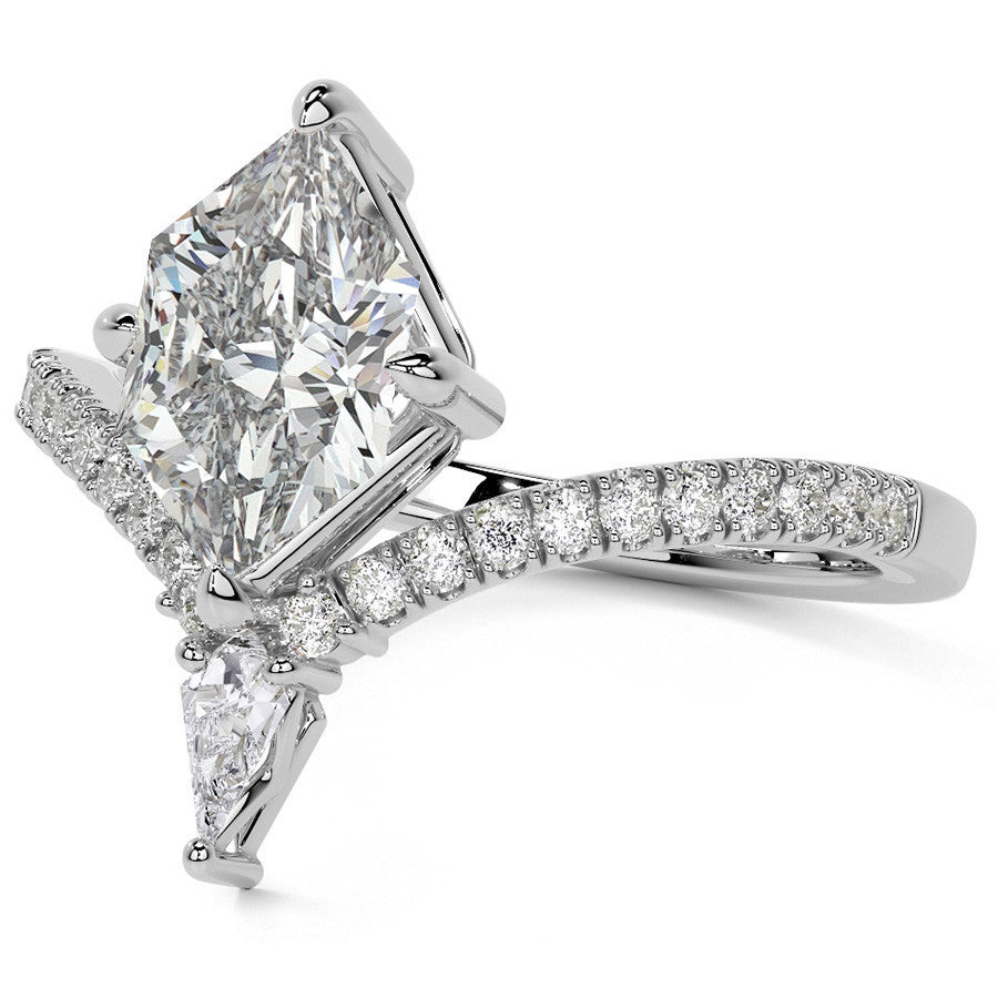 Chevron Shaped Duchess Marquise Moissanite Engagement Ring