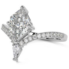Chevron Shaped Duchess Marquise Moissanite Engagement Ring