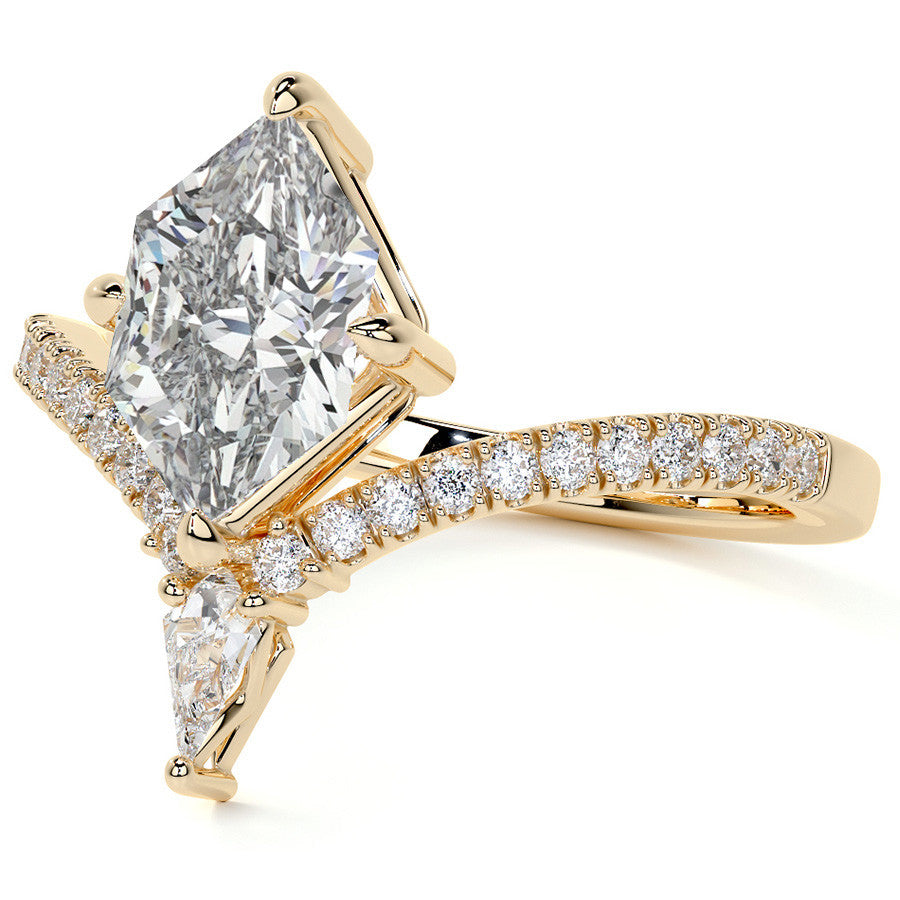 Chevron Shaped Duchess Marquise Moissanite Engagement Ring