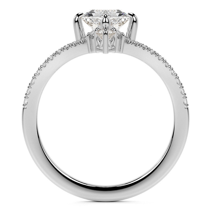 Chevron Shaped Duchess Marquise Moissanite Engagement Ring