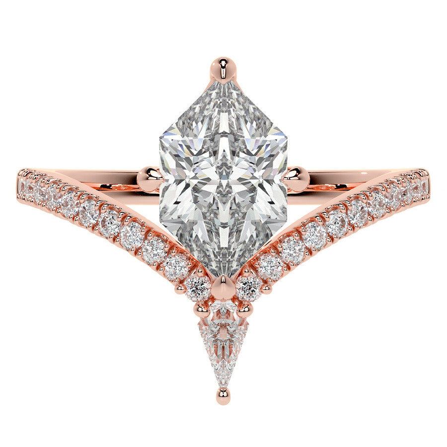 Chevron Shaped Duchess Marquise Moissanite Engagement Ring