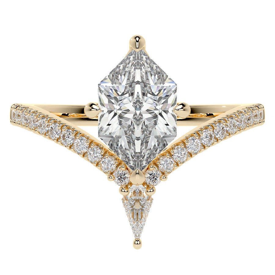 Chevron Shaped Duchess Marquise Moissanite Engagement Ring