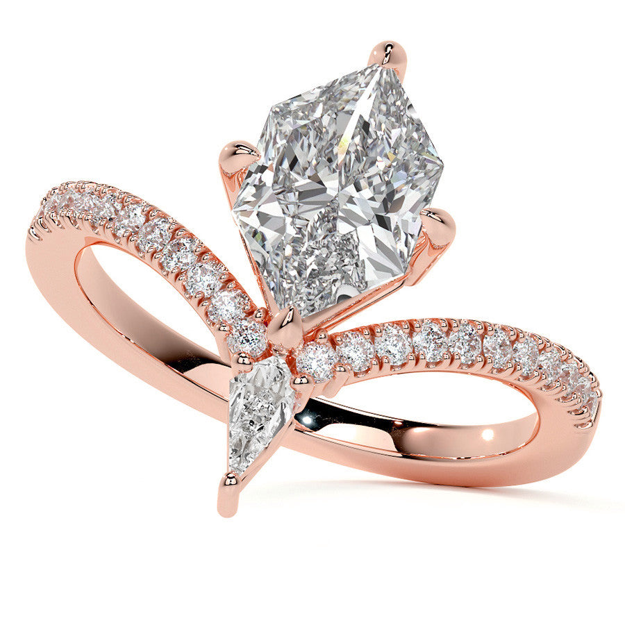 Chevron Shaped Duchess Marquise Moissanite Engagement Ring