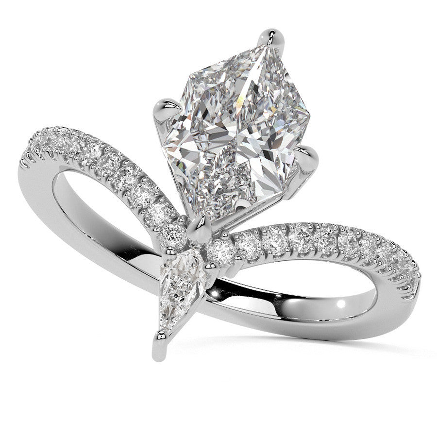 Chevron Shaped Duchess Marquise Moissanite Engagement Ring