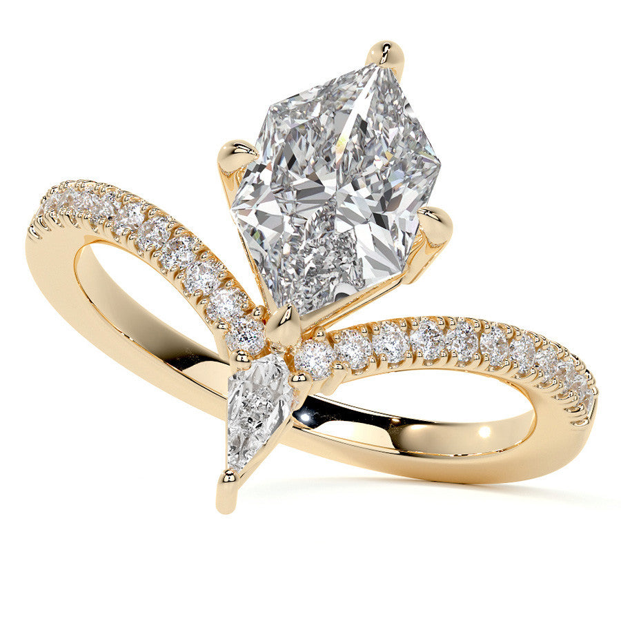 Chevron Shaped Duchess Marquise Moissanite Engagement Ring