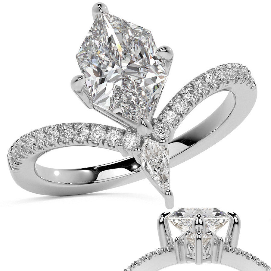 Chevron Shaped Duchess Marquise Moissanite Engagement Ring