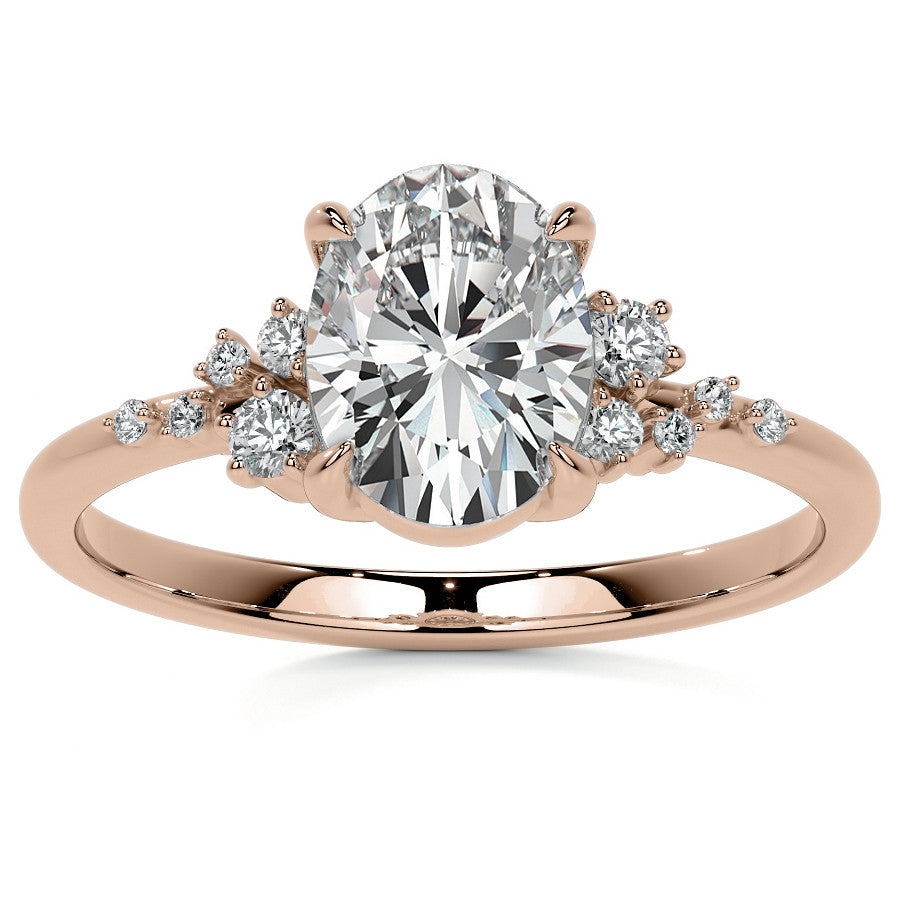 Oval Moissanite Scatter Design Engagement Ring