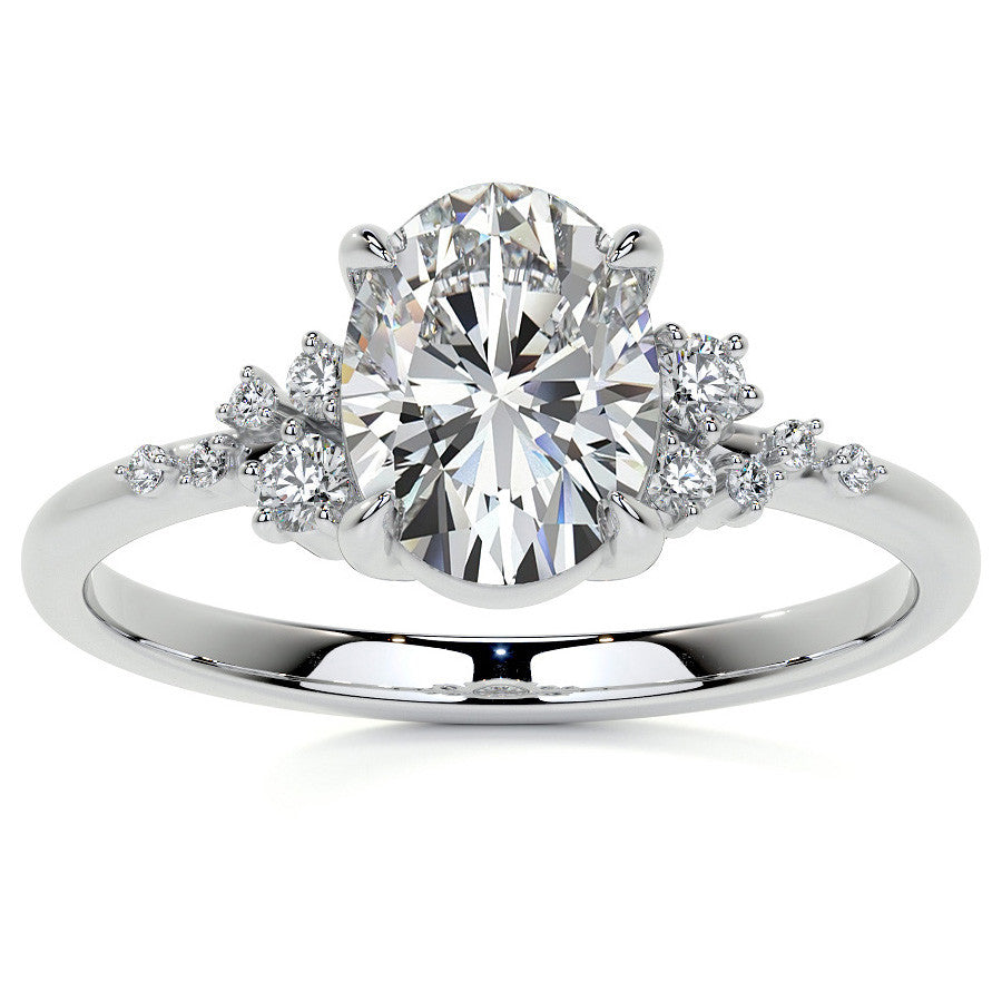 Oval Moissanite Scatter Design Engagement Ring