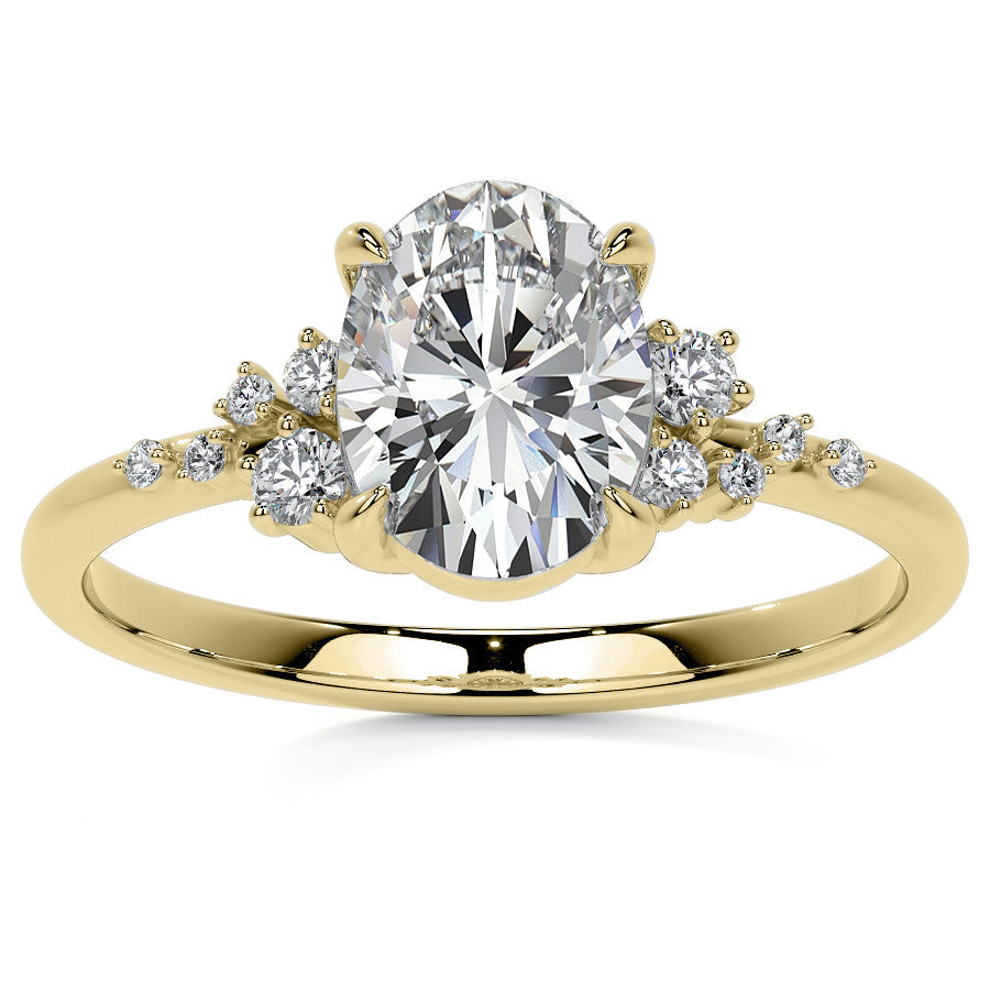 Oval Moissanite Scatter Design Engagement Ring