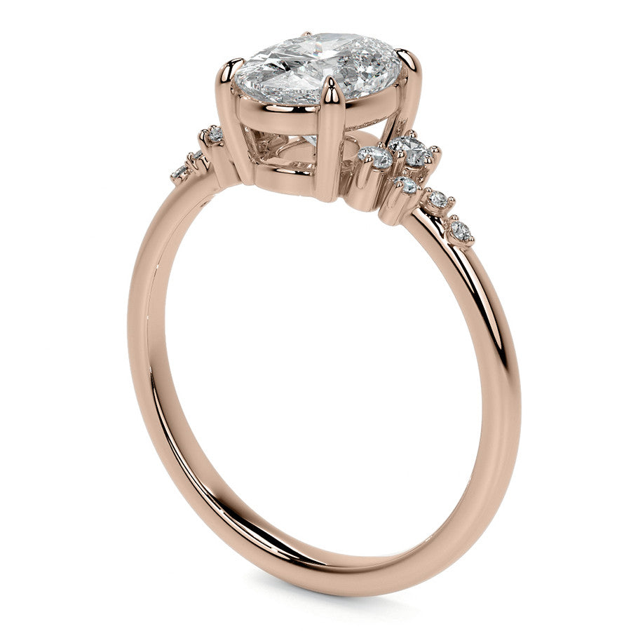 Oval Moissanite Scatter Design Engagement Ring