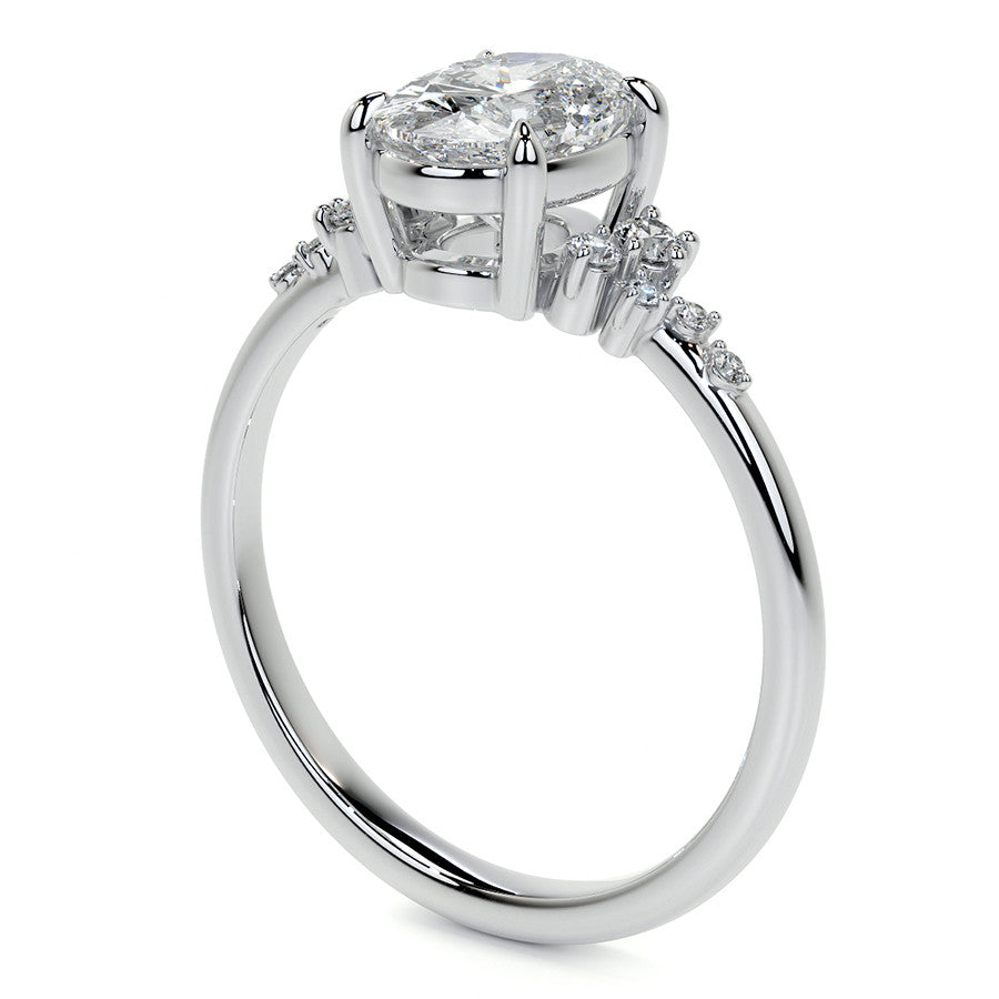 Oval Moissanite Scatter Design Engagement Ring