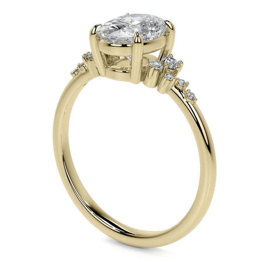 Oval Moissanite Scatter Design Engagement Ring