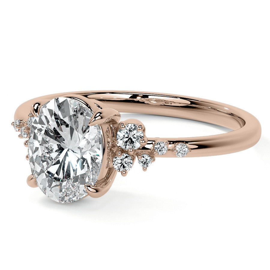 Oval Moissanite Scatter Design Engagement Ring