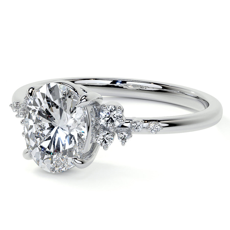 Oval Moissanite Scatter Design Engagement Ring