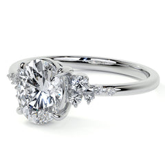 Oval Moissanite Scatter Design Engagement Ring