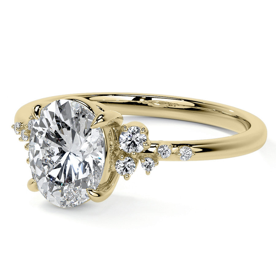 Oval Moissanite Scatter Design Engagement Ring