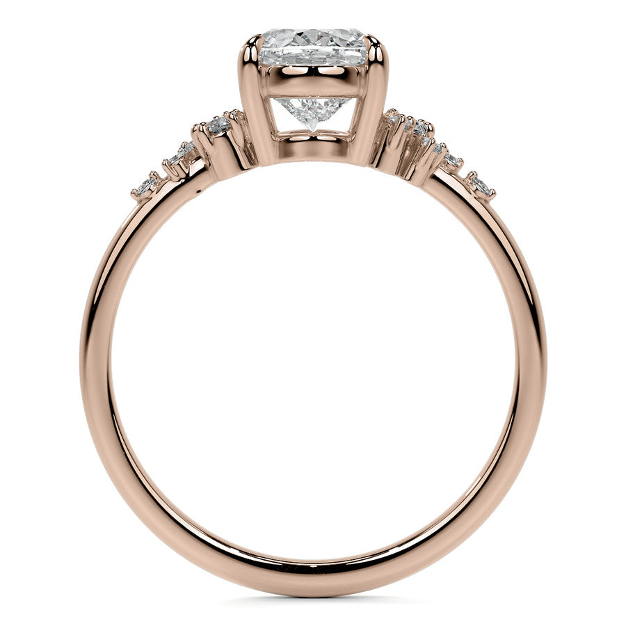 Oval Moissanite Scatter Design Engagement Ring