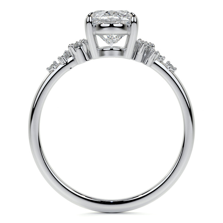 Oval Moissanite Scatter Design Engagement Ring