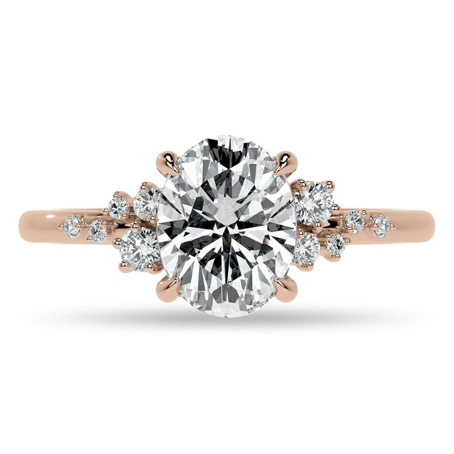 Oval Moissanite Scatter Design Engagement Ring