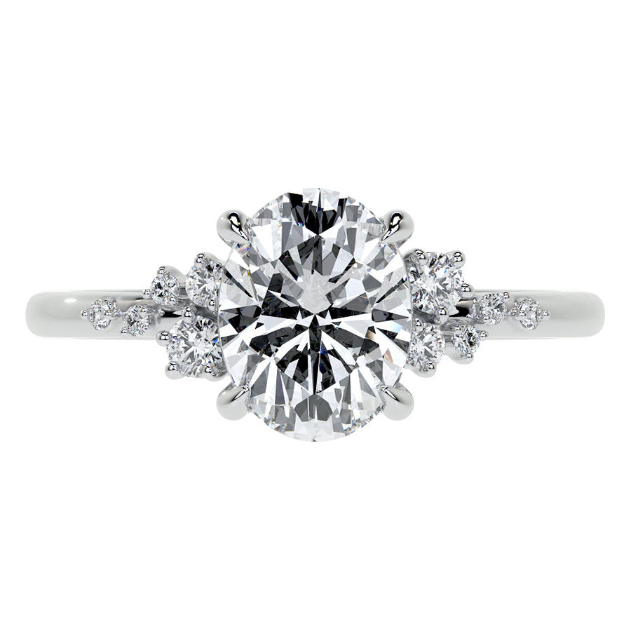 Oval Moissanite Scatter Design Engagement Ring