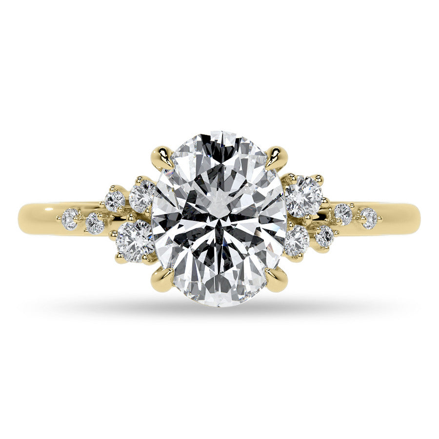 Oval Moissanite Scatter Design Engagement Ring