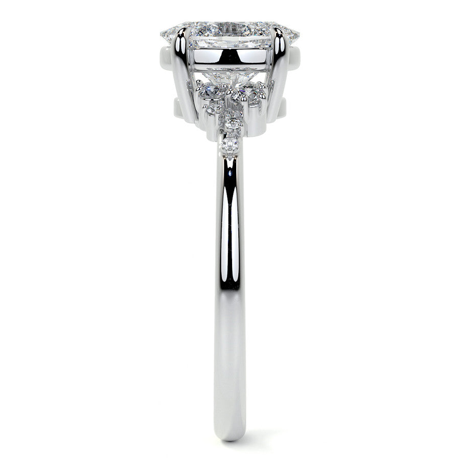 Oval Moissanite Scatter Design Engagement Ring