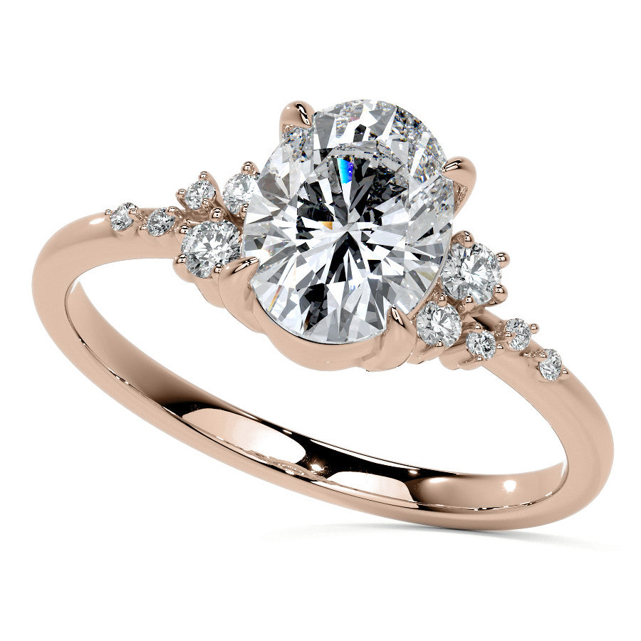 Oval Moissanite Scatter Design Engagement Ring