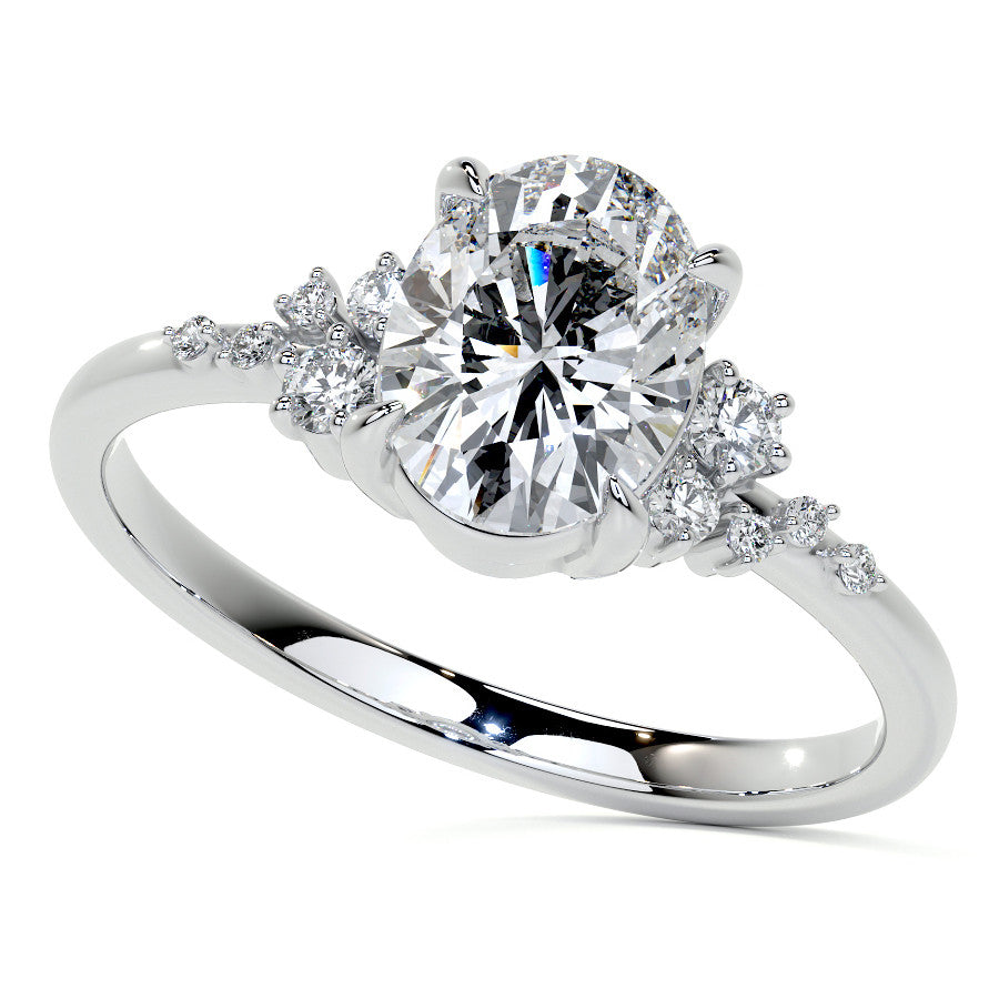 Oval Moissanite Scatter Design Engagement Ring