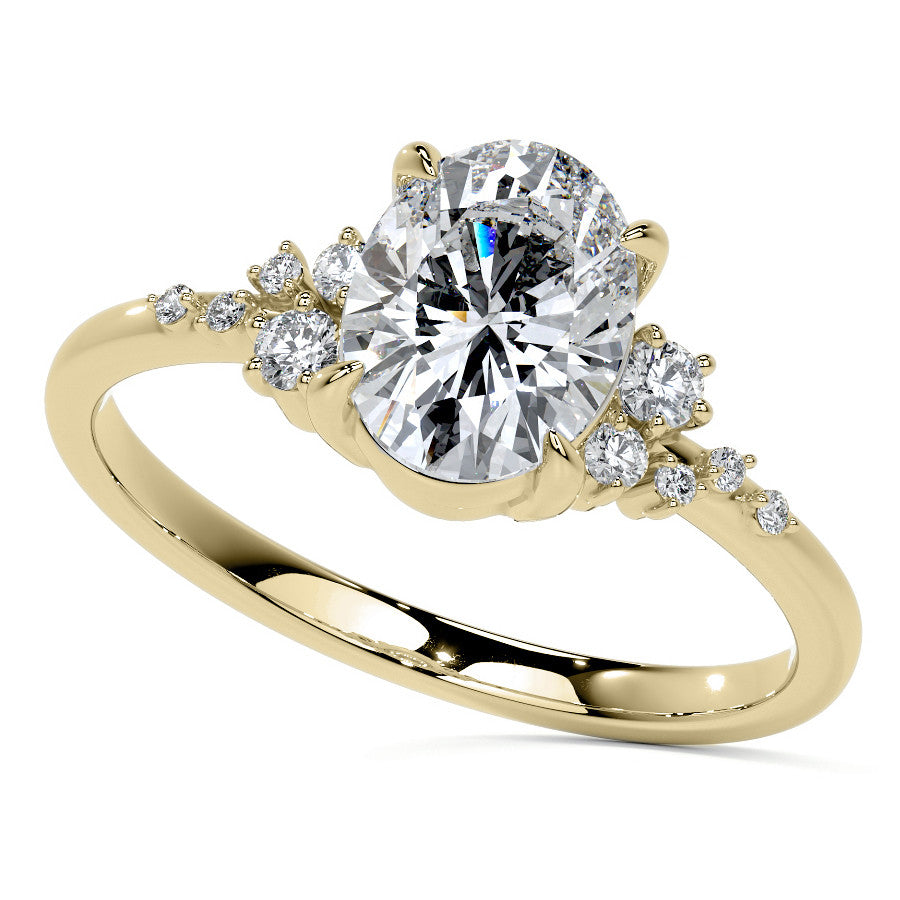 Oval Moissanite Scatter Design Engagement Ring