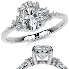 Oval Moissanite Scatter Design Engagement Ring
