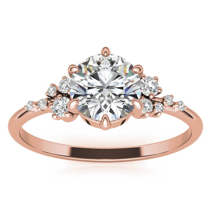 Round Brilliant Moissanite Scatter Design Engagement Ring