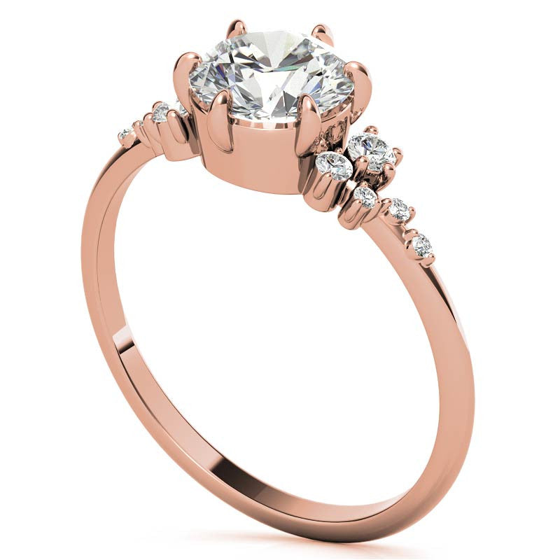 Round Brilliant Moissanite Scatter Design Engagement Ring