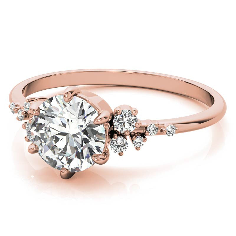 Round Brilliant Moissanite Scatter Design Engagement Ring