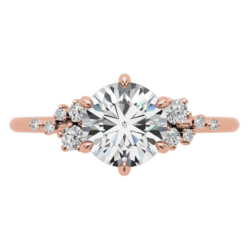 Round Brilliant Moissanite Scatter Design Engagement Ring