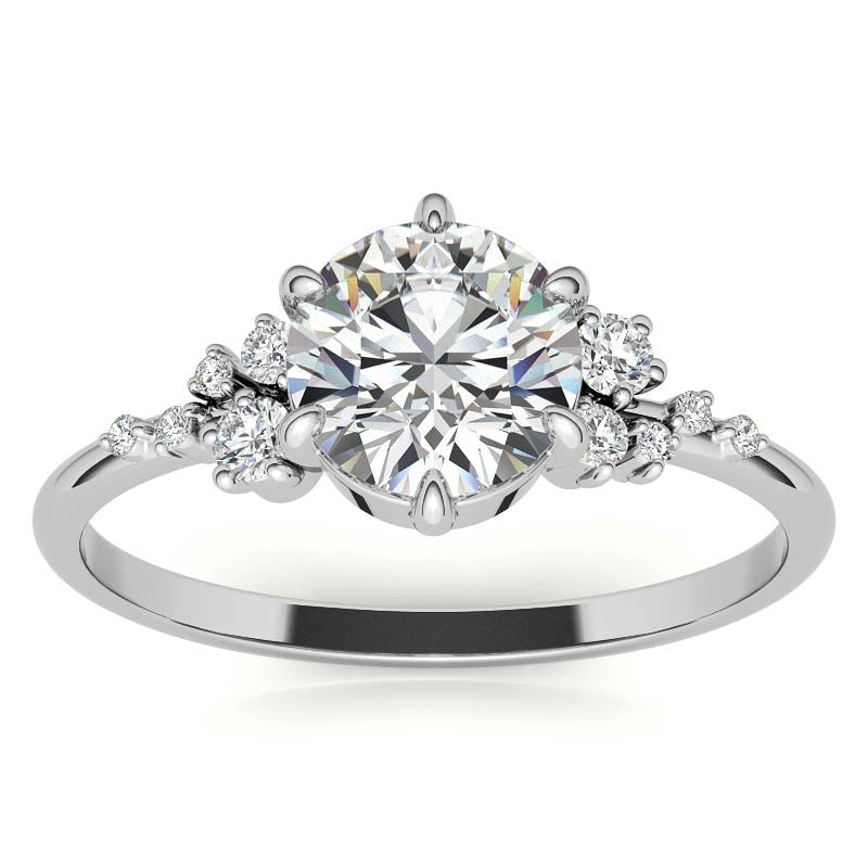 Round Brilliant Moissanite Scatter Design Engagement Ring