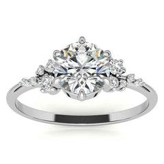 Round Brilliant Moissanite Scatter Design Engagement Ring