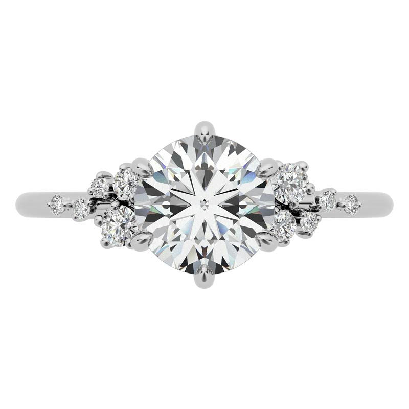 Round Brilliant Moissanite Scatter Design Engagement Ring