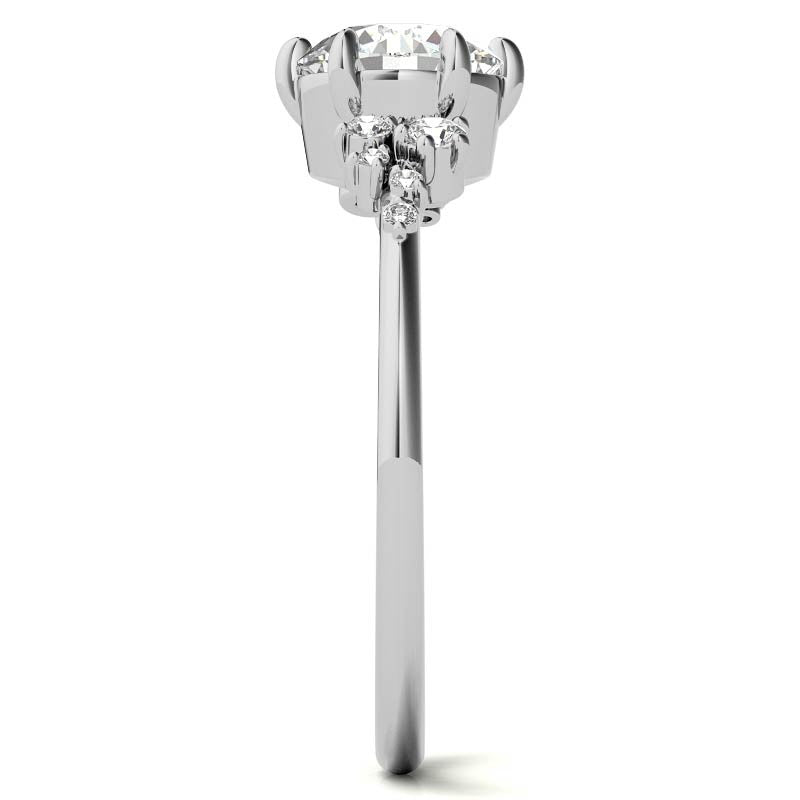 Round Brilliant Moissanite Scatter Design Engagement Ring