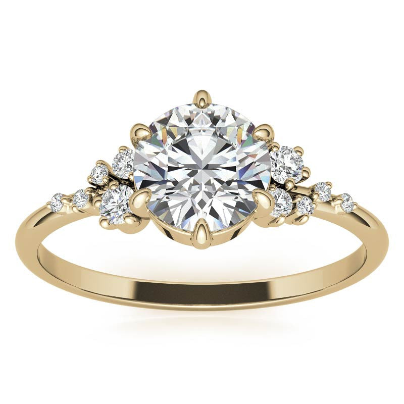 Round Brilliant Moissanite Scatter Design Engagement Ring