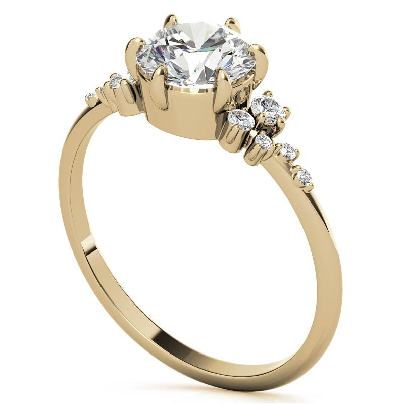 Round Brilliant Moissanite Scatter Design Engagement Ring