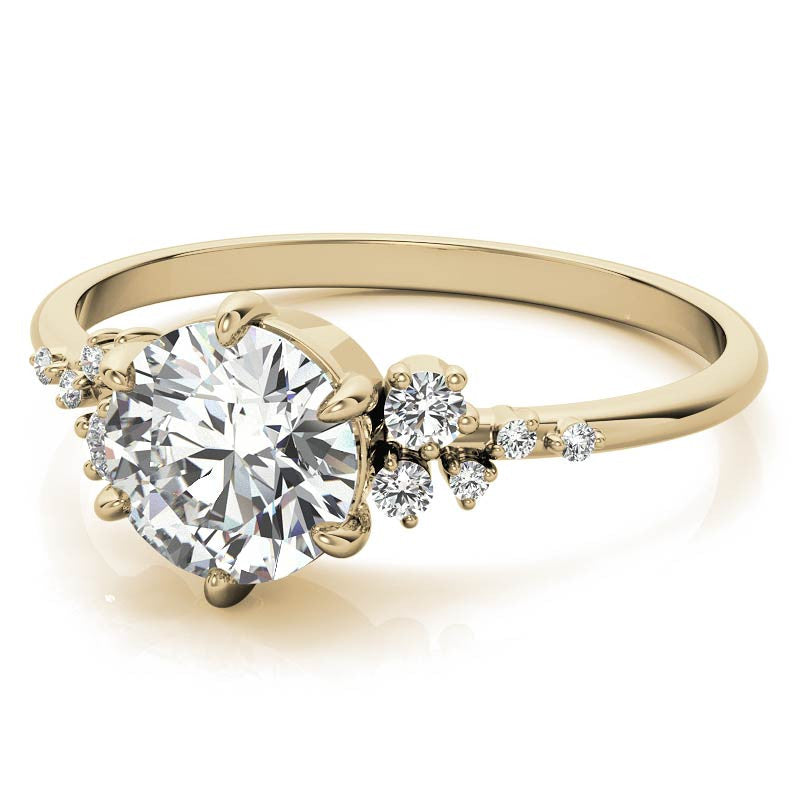 Round Brilliant Moissanite Scatter Design Engagement Ring